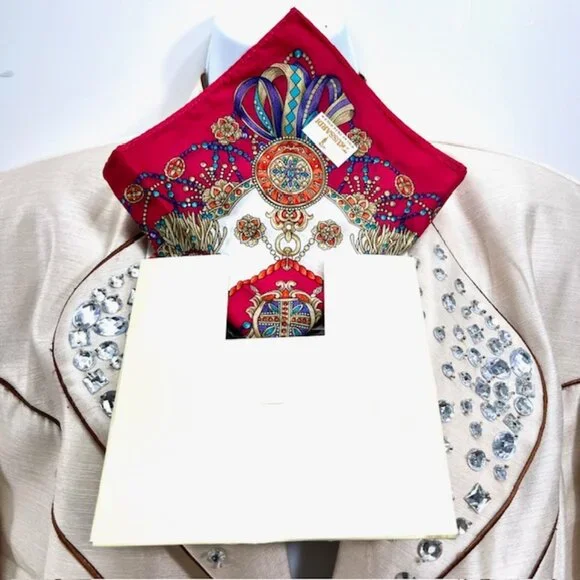 New in Box Trussadi Handker /Mini Scarf Cotton 20" Pink white green bow (39 - Picture 5 of 10